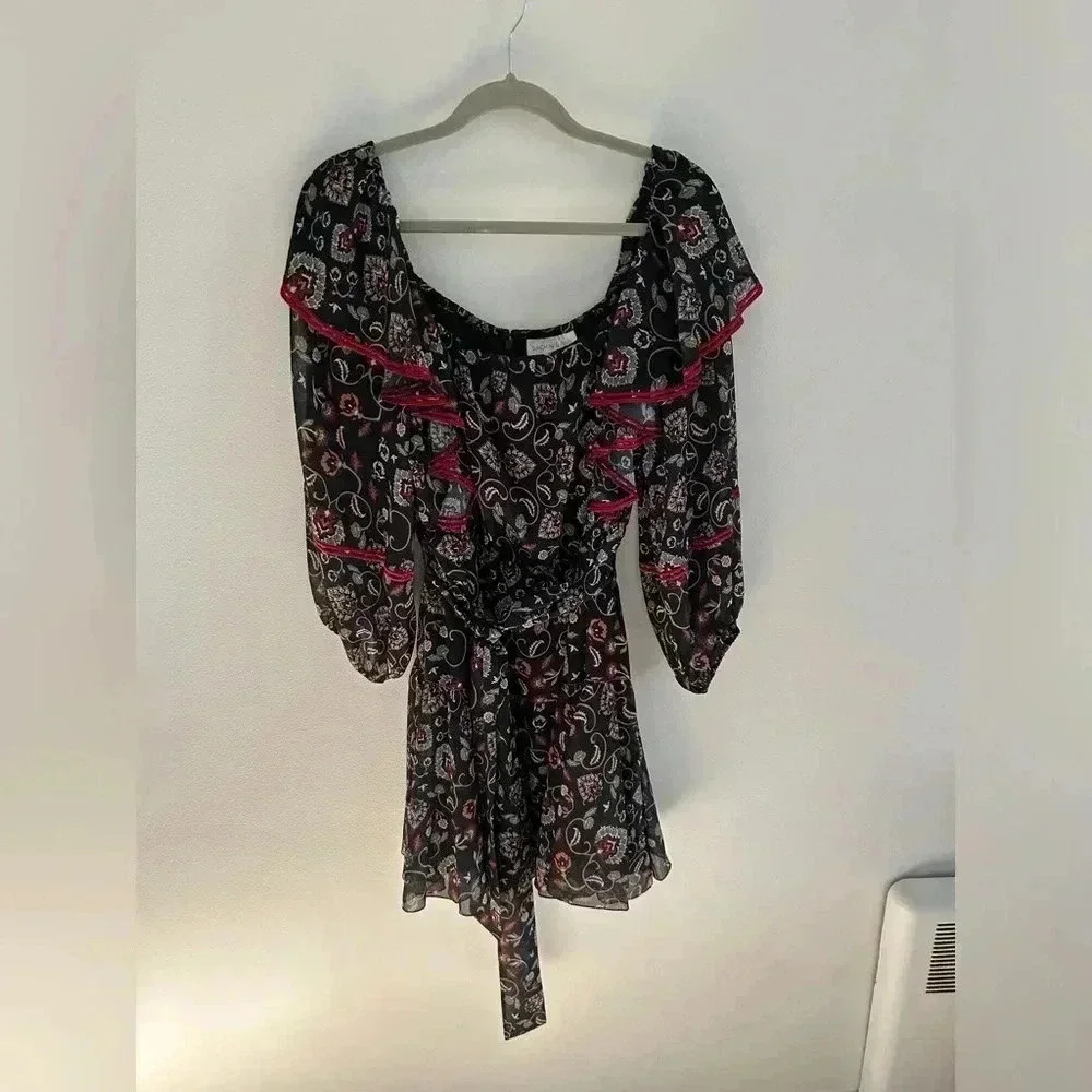NWT SACHIN & BABIN Oliver ruffle floral square neck tie belt sun Anthropologie - Picture 8 of 13